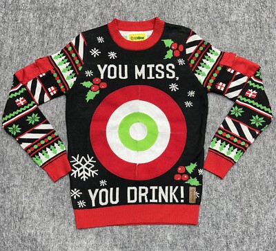 Tipsy Elves Ugly Christmas Sweater Mens Small You Miss You Drink Target 