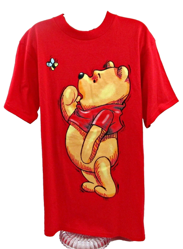 Vintage 90s Disney Winnie the Pooh Red Adult Size L Large Cartoon T Shirt NWT