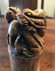 OrIental Chinese CARVED FIGURAL DRAGON Signed  Cylinder STONE INK SEAL — photo 2