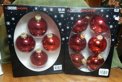 10 shiny Hobby Lobby Christmas balls - Red - China - Bought but never used