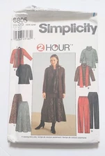 Simplicity 8805 2 Hour Womens Top Skirt Pants Scarf Size 26W-32W Uncut