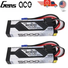 2X Gens Ace 5000mAh 7.6V 100C G-Tech HV 2S Lipo Battery EC3 For 1/8 1/10 RC Car
