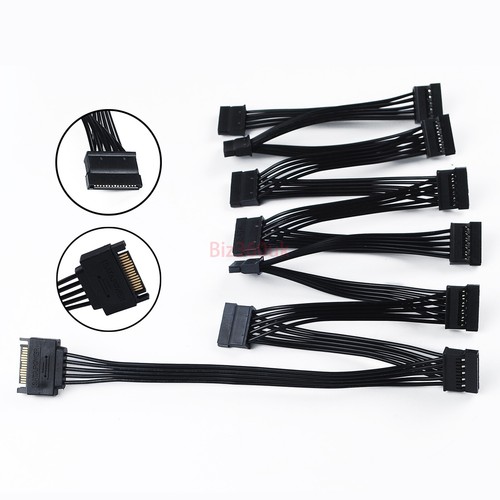 SATA Power 15 Pin 1 Male To 5/8/10/ Female Splitter Hard Drive Cable for HDD SSD - Picture 5 of 49