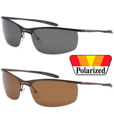 2 PAIR COMBO X-Loop Mens Polarized Thin Metal Sport Sunglasses Black Silver