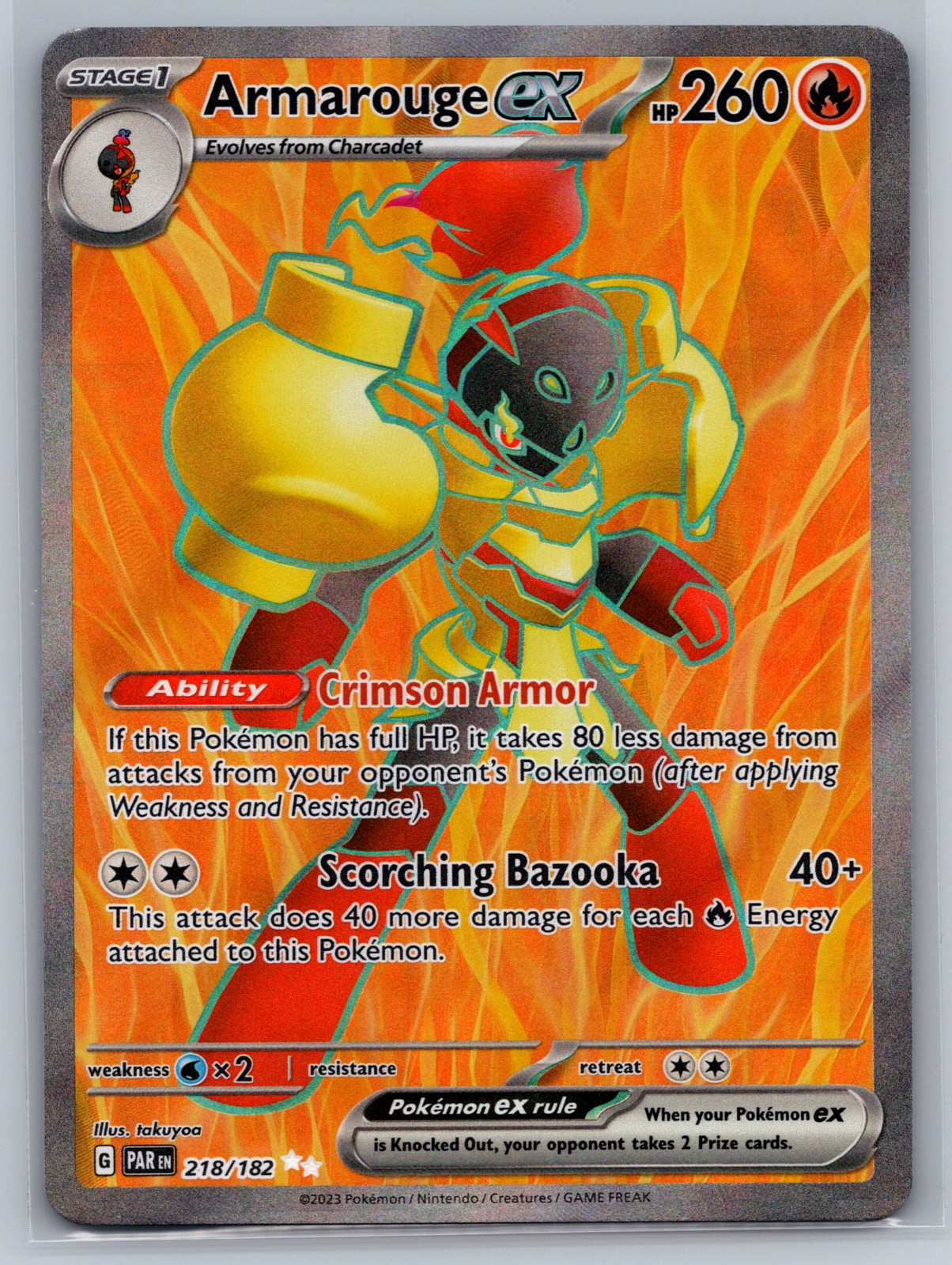 Armarouge ex 218/182 - Paradox Rift - Full Art Ultra Rare Holo Pokemon Card NM