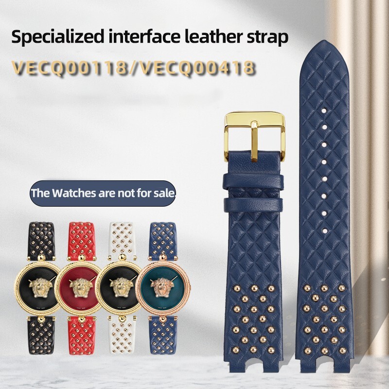 For VERSACE PALAZZO VECQ00418/118 Genuine Leather Watchband