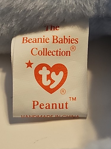Ty Original Beanie Babies PEANUT 1995 ELEFANTE BLU PE pellet con etichette 9 pollici - Foto 6 di 7