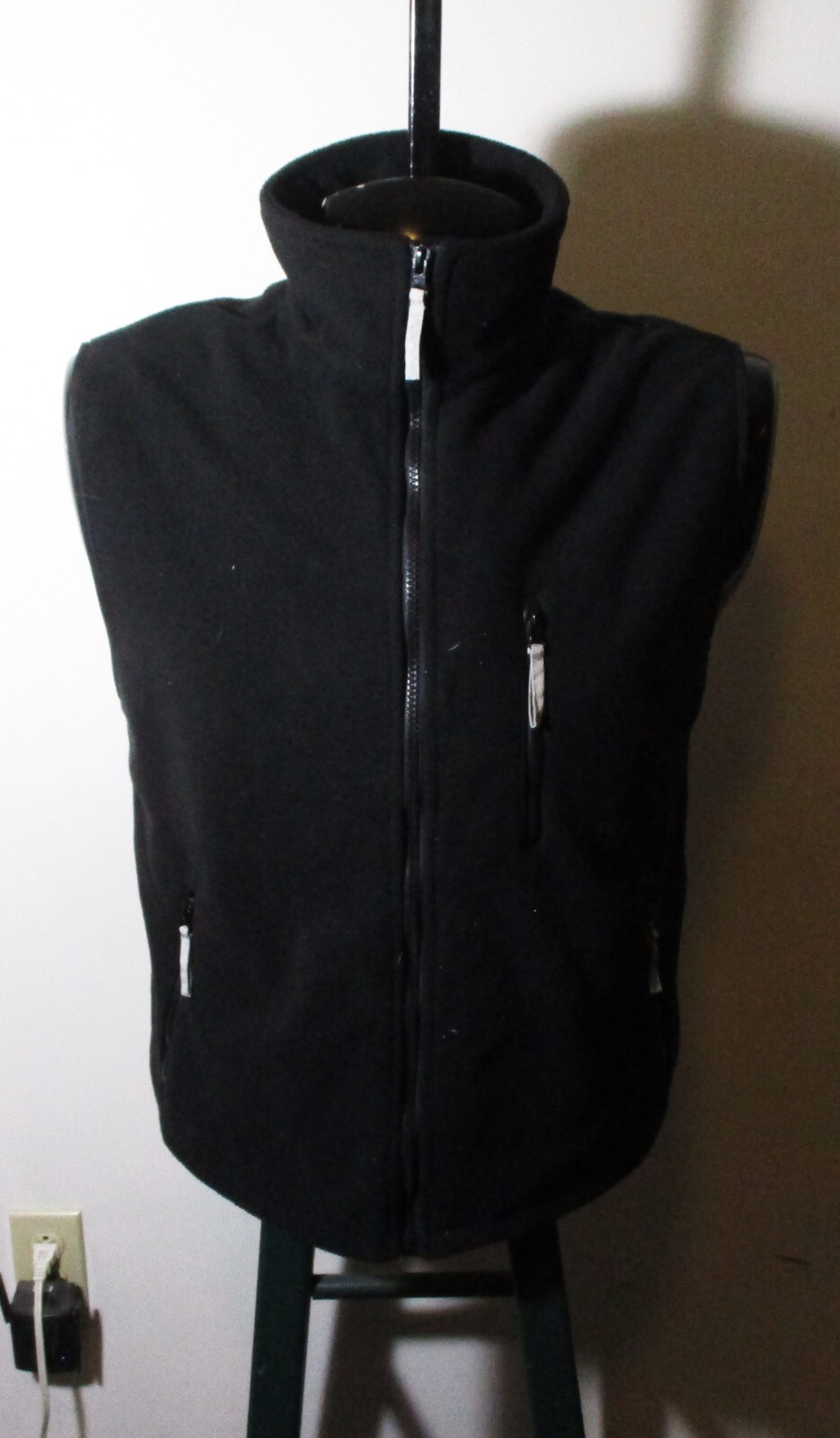ActiVheat Black Full Zip Heated Fleece Vest Size S