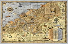 1921 Pictorial Map Heart of Cleveland Ohio Forest City 1796 Wall Poster Decor