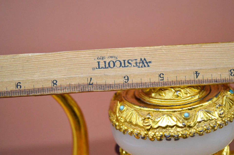 Tetera vintage, china, tono dorado, decorativa, 8 pulgadas de alto Foto 3 de 4