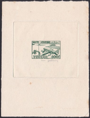 Fezzan Sc2NC1 Aviation, Airport in Fezzan, Plane, Signed Die Proof - 第 1/1 張圖片