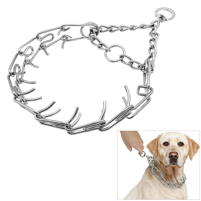 Pet Dog Training Prong Pinch Adjustable Metal Steel Chain Choke