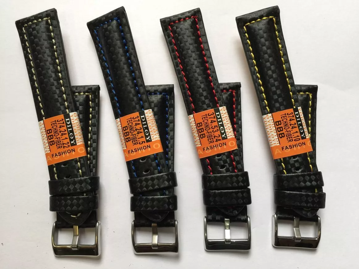 24 MM Watches Bracelets Diloy Techno Fiber 374 Karbon Look Sporty