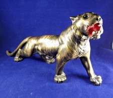 Vtg Cast tiger sculpture bronze finish. High Water Mark of the Rebellion Shield