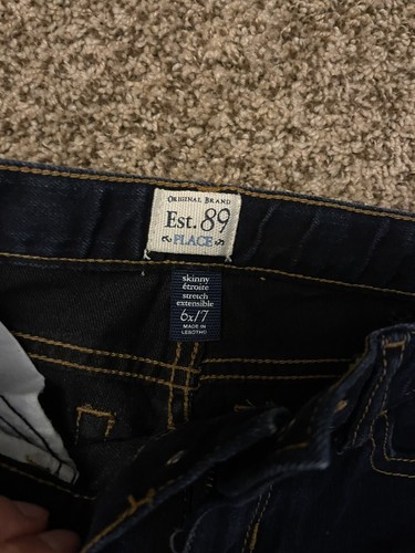 Original Brand Est. 89 Place Girl's Size 6x/7 Skinny Stretch Dark Blue Jeans - Picture 2 of 4