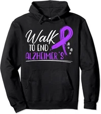 Walk To End Alzheimer's Dementia I Wear Purple Unisex Hooded Sweatshirt
