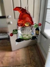 Ganz Crystal Expressions Acrylic Gnome w Lantern Figurine or Ornament 2.5” (L)