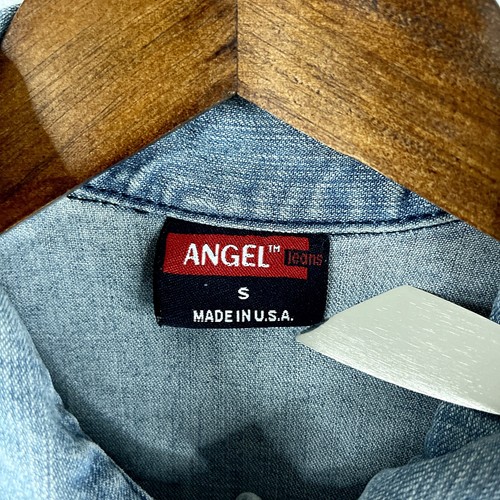 Angel Womens Denim Jacket Blue Size S Jeans Biker Denim Wash - Picture 3 of 12
