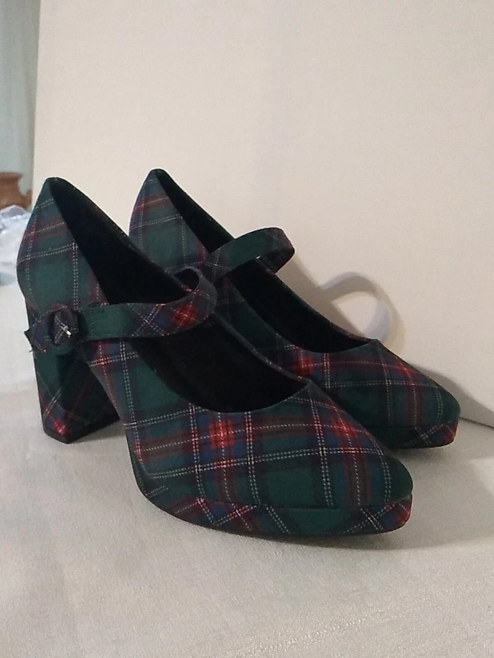 Zapatos de tacón alto a cuadros verdes Cato para mujer talla 9 Foto 2 de 4