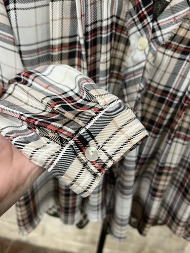 Hazel Anthropologie Roll Tab Sleeve Button Front Lace Back Blouse Plaid Size S - Picture 6 of 9