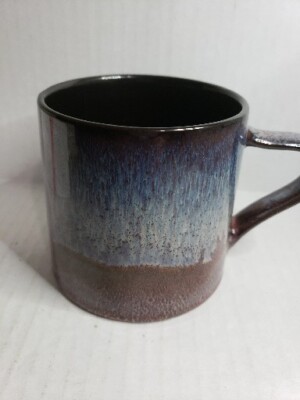 B Harbor Oversized Coffee Mug Ceramic Fire Glazed Blue Brown Drip Glaze 18 Oz