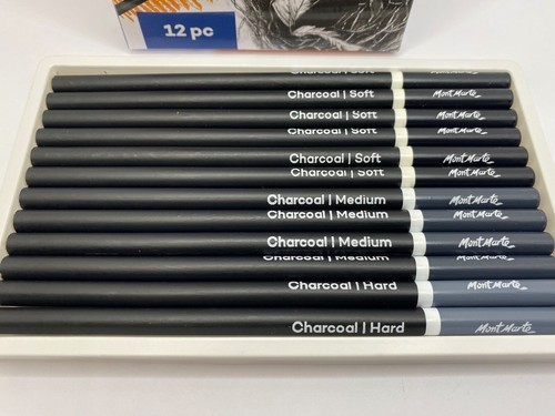 MONT MARTE Kohle Bleistift 12 Set Kunst Skizzieren Zeichnen 6 weich 4 mittel 2 hart - Bild 2 von 9