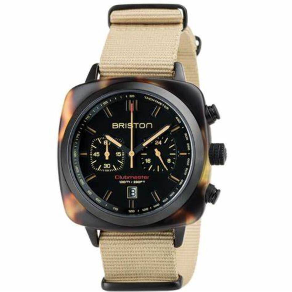 Briston Clubmaster Sport Chronograph 42mm Black Dial Khaki Briston Clubmaster Sport Chronograph 42mm Black Dial Khaki