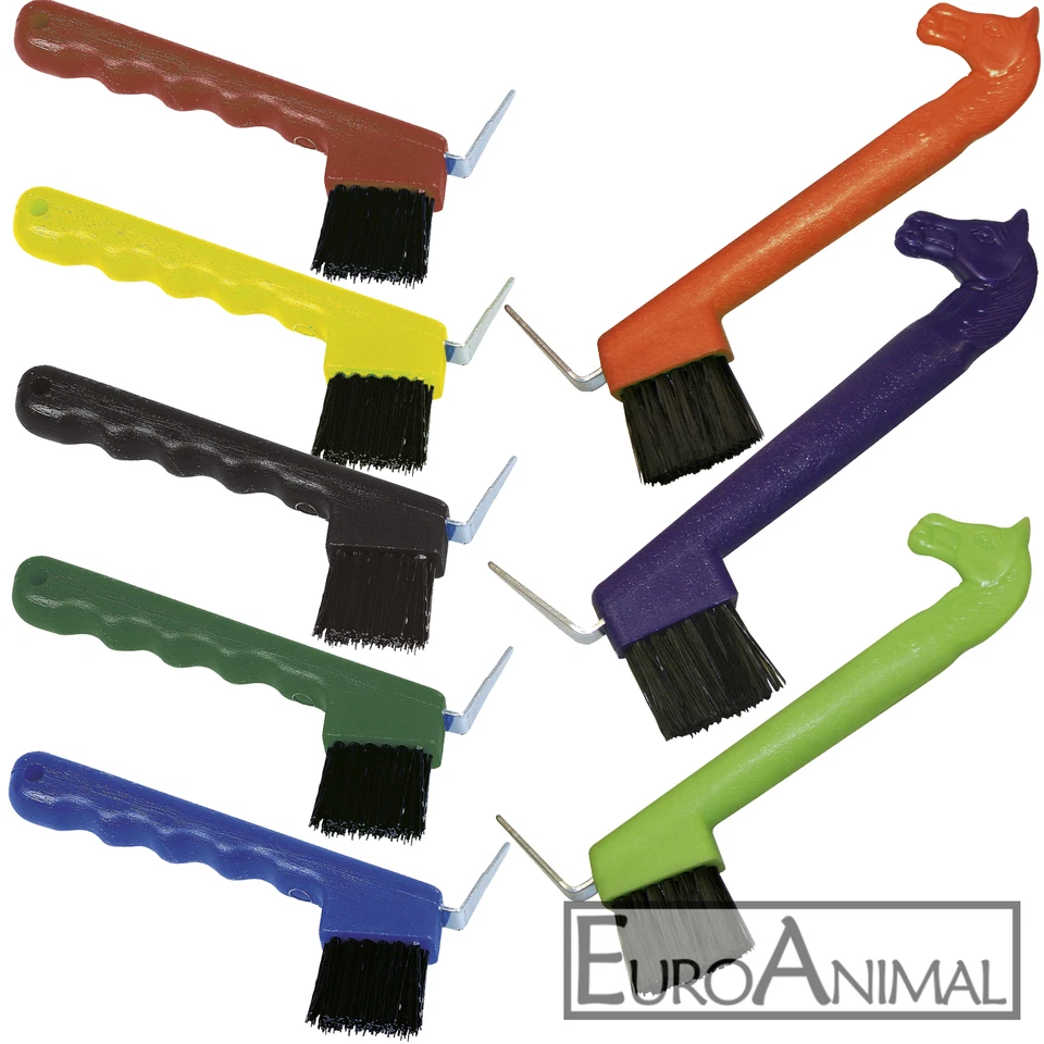 Pferde Hufkratzer mit Bürste und Dorn, verschiedene Farben, Hufauskratzer