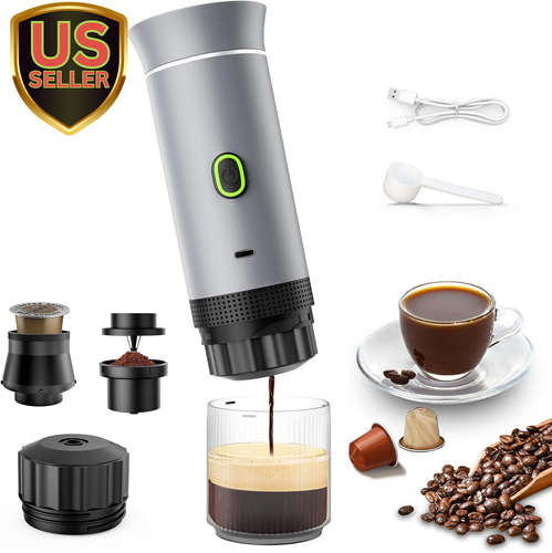 3-In-1 Portable Espresso Maker, Mini Coffee Maker for Travel, Self-Heating Car C
