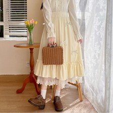 Gonna Midi In Velluto Per Donna Con Fiocco A Ruches In Vita Alta E Flessibile