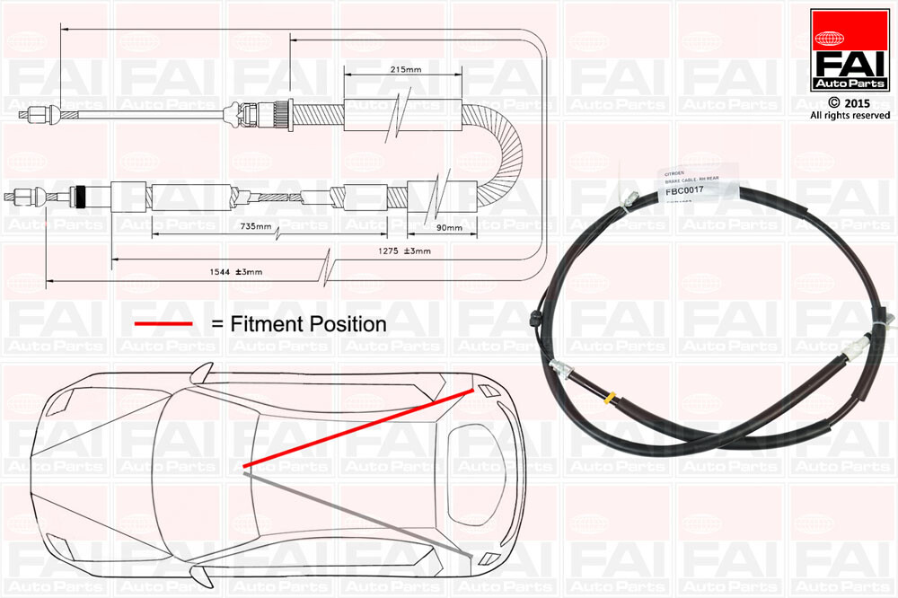 Fits Citroen Xsara 1997-2005 Hand Brake Cable Rear Right Howen #2 4745K1