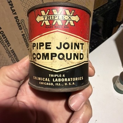Vintage TRIPLE-X Chemical laboratories xxx tin can Pipe Joint Compound 1/2 pint