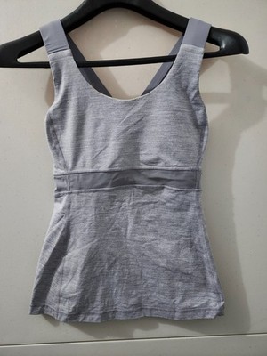 Lululemon Top Womens 6 Gray Swift Tank Racerback Active Contrast Pocket Stretch