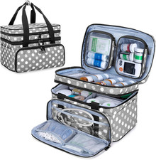 Double Layer Medicine Bag with 2 Detachable Pouches, Pill Bottle Organizer for T