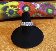 DIAMONIQUE 2 ROW 1.5CTS STERLING SILVER  5MM ETERNITY BAND RING SZ 7