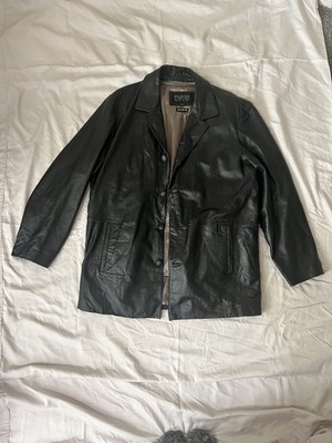 Wilsons Leather Pelle Studio Vintage Leather Blazer Jacket Lined Black Mens L