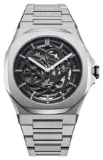 Image of D1 Milano Mechanical Silver (41.5mm) Black Skeleton Dial / Stainless Steel