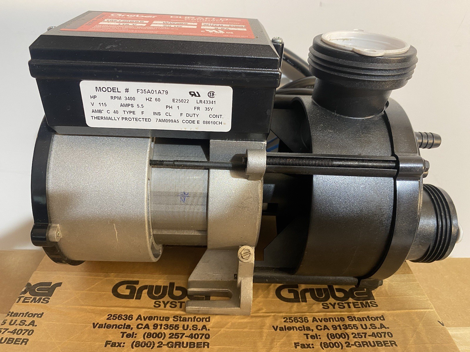Gruber Duraflo Compact Hydro Pool Tub Pump with Install Kit New Model ...