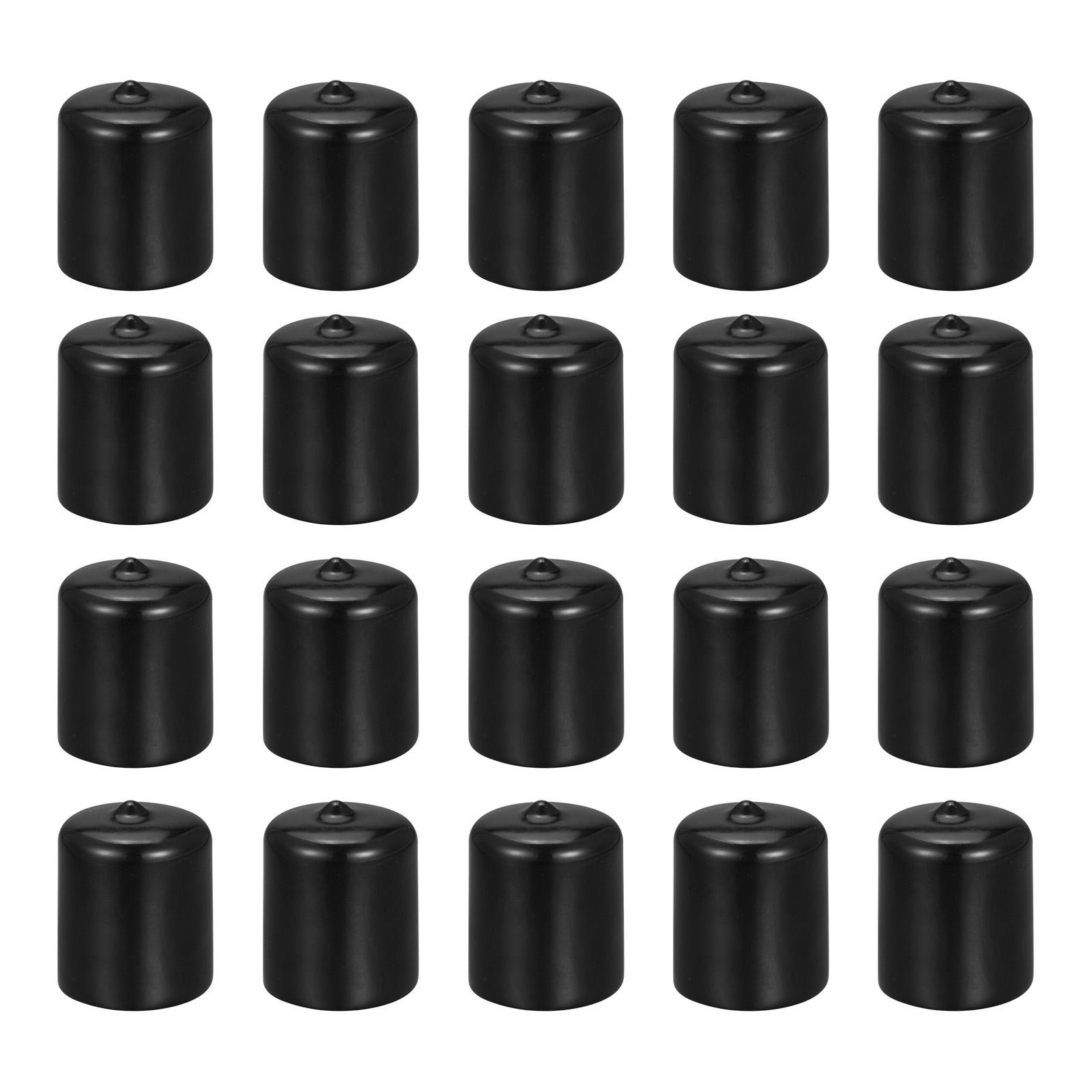 20 Pack 27mm ID Black Rubber Screw Thread Protectors Flexible Bolt End Caps