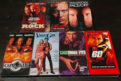 Nicolas Cage VHS Lot of 7 - The Rock, Face Off, Snake Eyes, 60 Seconds, Con Air 
