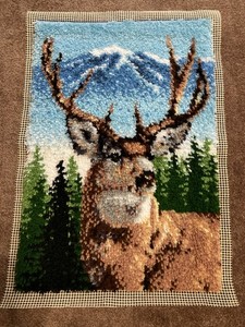 WONDERART CLASSICS “DEER” COMPLETED LATCH HOOK KIT