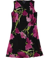 American Living Womens Printed Shift A-line Dress, Black, 4