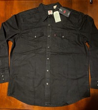 Levi's Men's Western Long Sleeve Shirt Black Size Large NEW