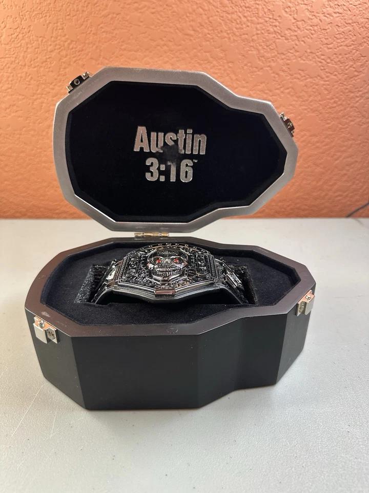 Cinturón Calavera Stone Cold Steve Austin Live Autografiado 3D Austin 3:16 WWE WWF Foto 2 de 4