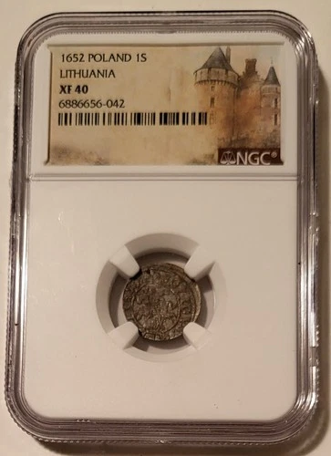 Poland - Lithuania John Casimir II Vasa 1652 Silver Solidus XF40 NGC
