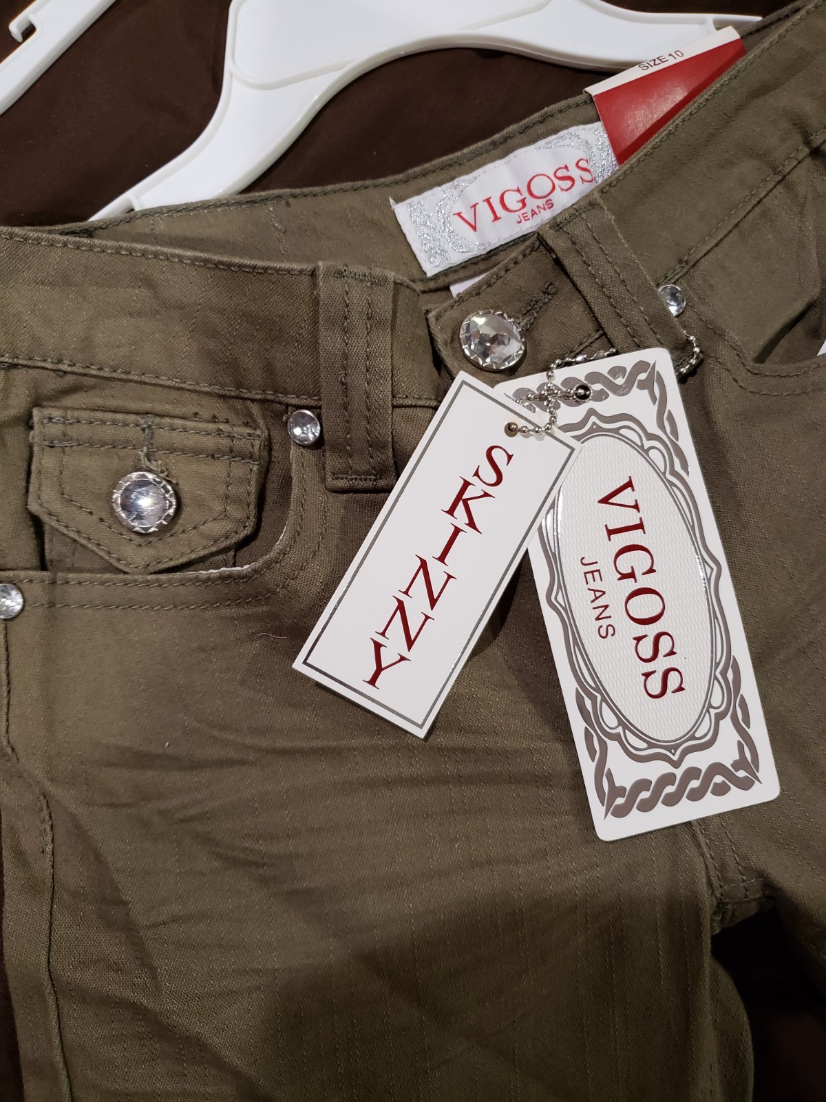 NWT Vigoss Marley Skinny Jeans Girls Size 10 Tan/Brown