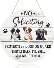 No Soliciting Sign for House Front Door Funny Farmhouse No Bothering Wooden Sign
