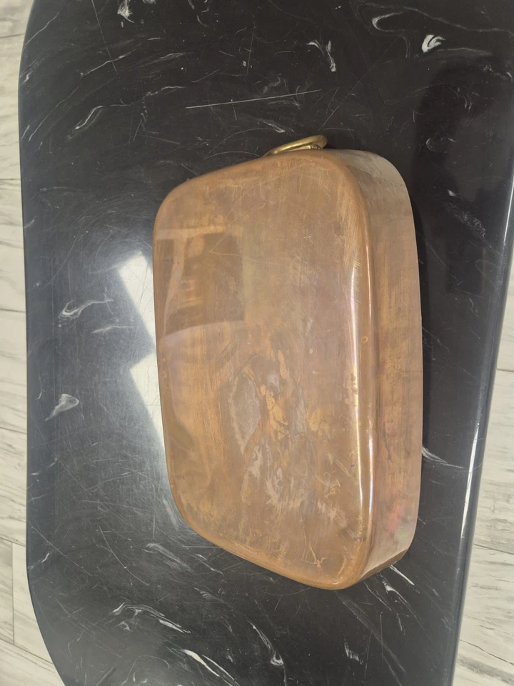 Teglia  Di Rame Con Maniglie Di Ottone 1900 - Immagine 2 di 3