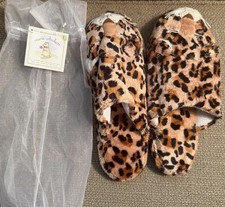 Warm Whiskers Microwavable Women's Slip-On Leopard Slippers Size Lg 10-11