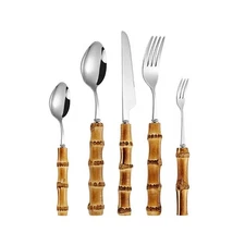 bamboo flatware sets, bamboo handle cutlery set, household kitchen utensil fl...